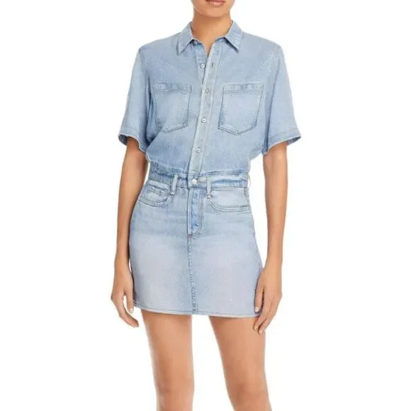 rag & bone Light Blue Denim Mini Dress - Picture 3 of 9